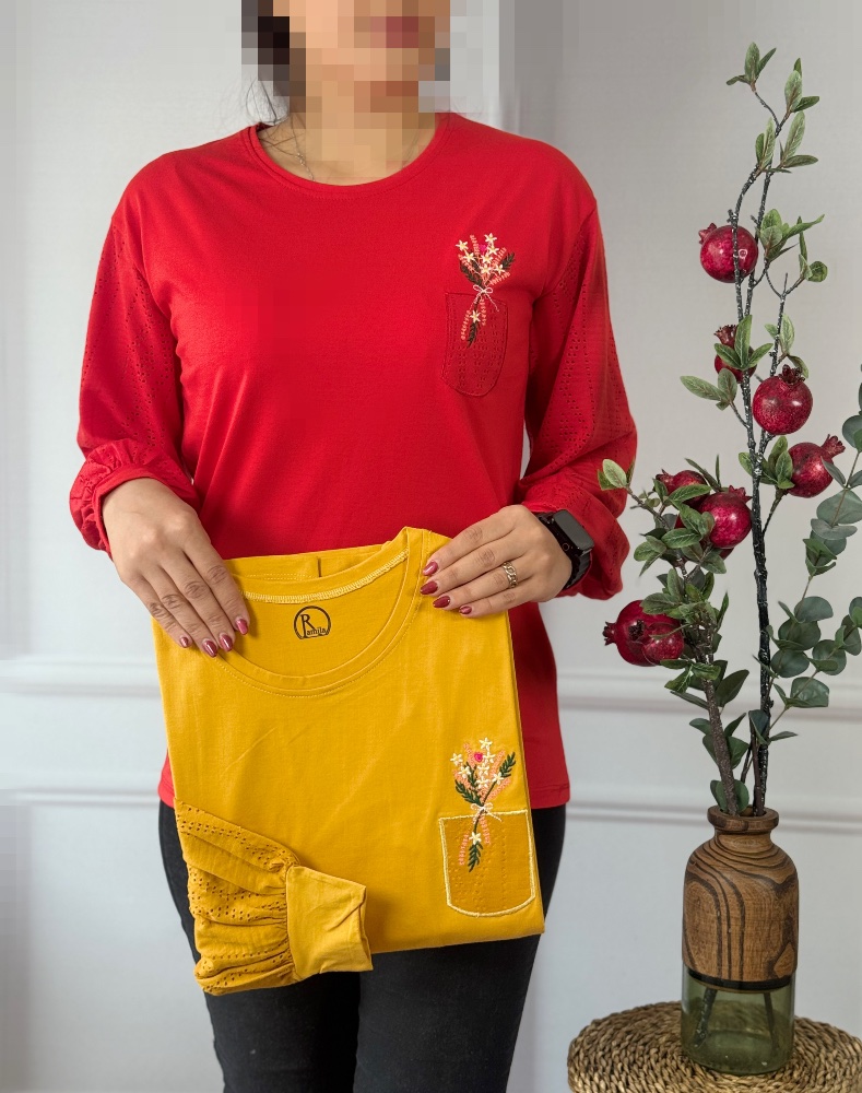 بلوز آستین دانتل مهگل کد 4121