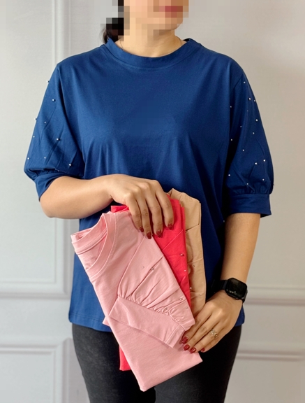 تیشرت آستین مرواریدی آیلین کد 4096