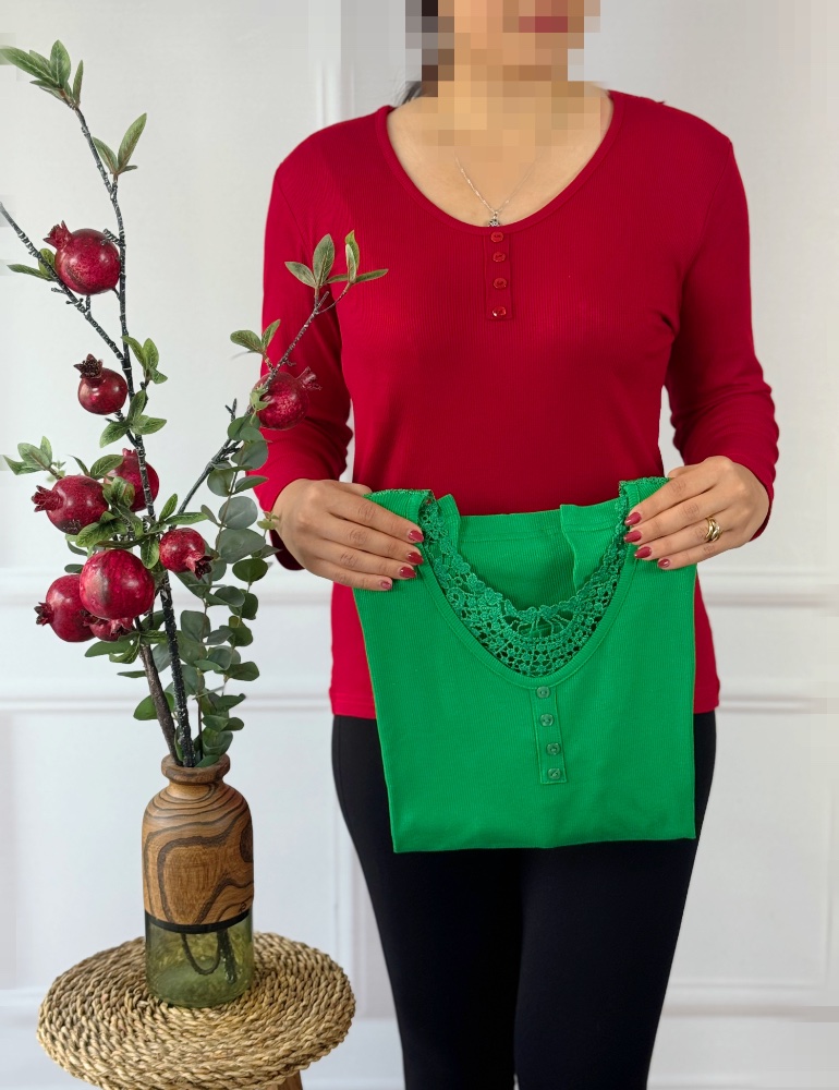 بلوز پشت گیپور حمیرا (سایز بزرگ)کد 4118